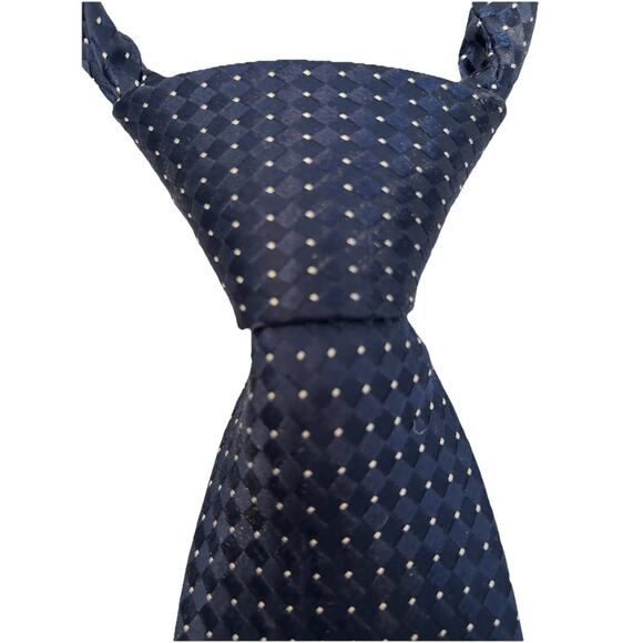 Donald Trump Mens Necktie Tie 100% Silk Blue Geometric Diamond Dot Print - Picture 5 of 6